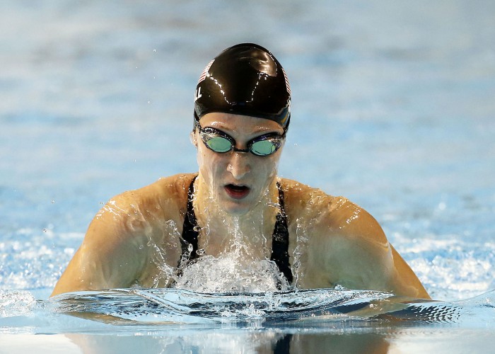 Jul 15, 2015; Toronto, Ontario, CAN; Meghan Small of the United States in the women’s 200m breaststroke final b during the 2015 Pan Am Games at Pan Am Aquatics UTS Centre and Field House. Mandatory Credit: Rob Schumacher-USA TODAY Sports