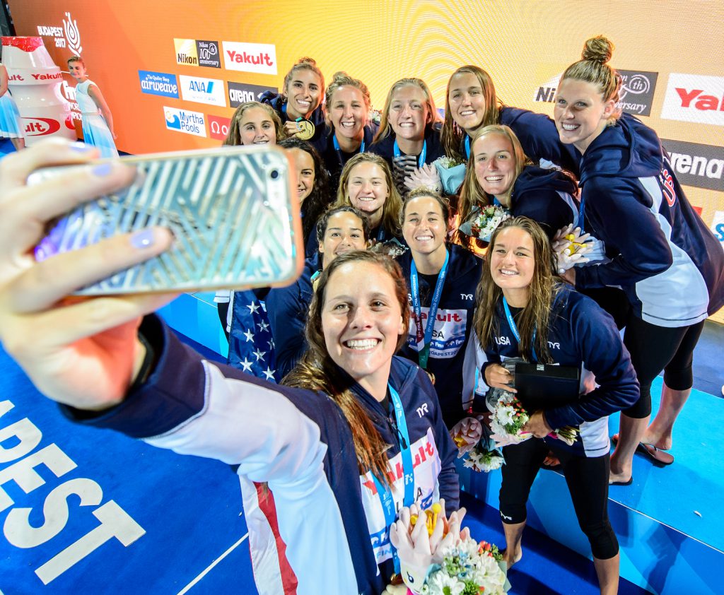 28-07-2017: Waterpolo: Amerika v Spanje: Boedapest (L-R) during the Gold medal waterpolomatch between women USA and Spain at the final of the 17th FINA World Championships 2017 in Budapest, Hungary Photo / Foto: Gertjan Kooij