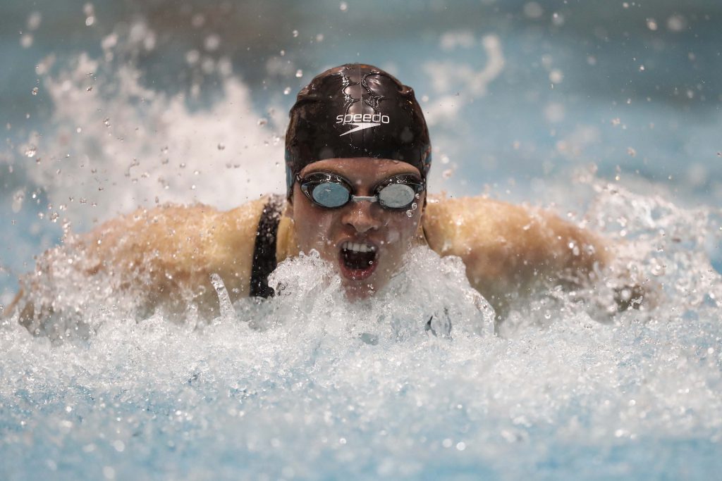 KNOXVILLE, TN - DECEMBER 01, 2017 - Erika Brown of the Tennessee Volunteers during the Day 2 finals session during the Tennessee Invitational at the Allan Jones Intercollegiate Aquatic Center in Knoxville, TN. Photo By John Golliher/Tennessee Athletics